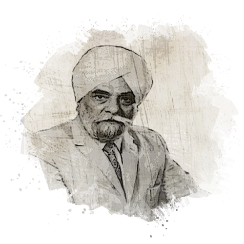 Illustrated portrait of Sardar Mehtab Singh Kochar, founder of Al Mehtab